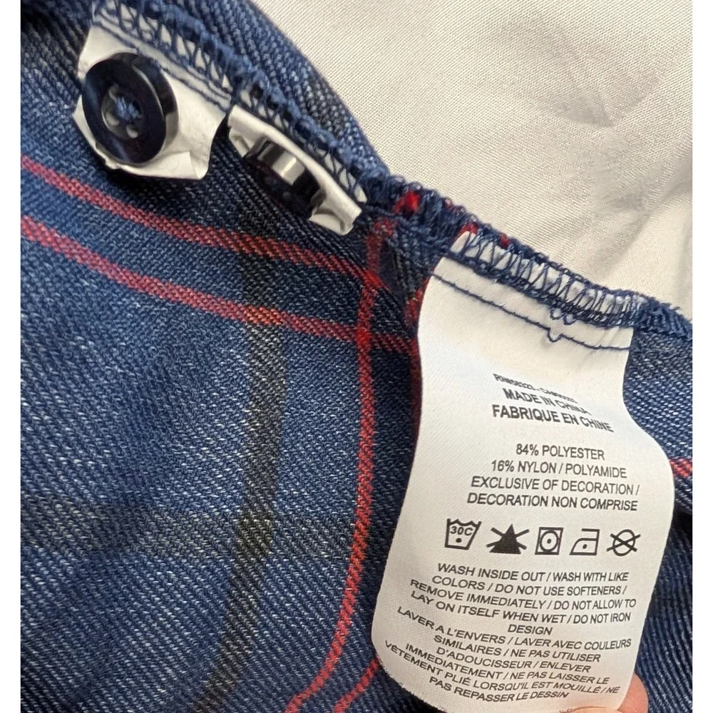Vintage Nike SB XL Skateboard Button Shirt Long Sleeve Red Blue Plaid Flannel